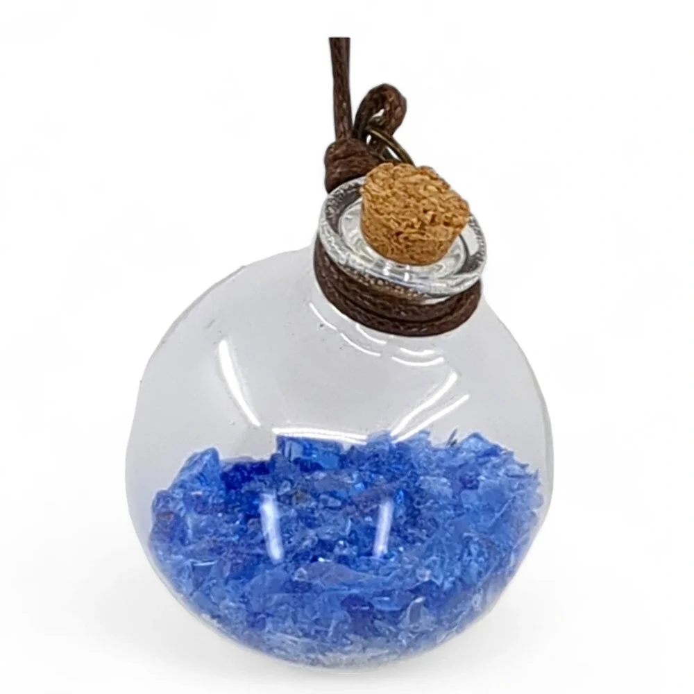 Cobalt Glass Shard Globe Manganese Glowing Car Charm Suncatcher Wish Bottle 2435